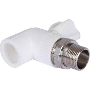 Шаровой кран Политэк 25х3/4& для радиаторов угловой (белый)-6