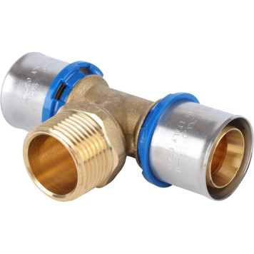 APE Тройник-переходник 32x1x32 наружной резьбы для металлопластиковых труб прессовой