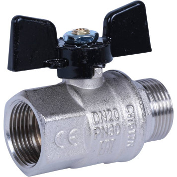 Шаровой кран BUGATTI New Jersey с ручкой-бабочкой и внутренней нарезкой резьбы 3/4&-1