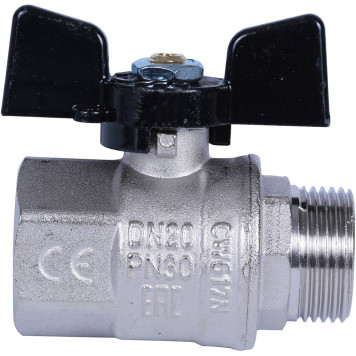 Шаровой кран BUGATTI New Jersey с ручкой-бабочкой и внутренней нарезкой резьбы 3/4&-2