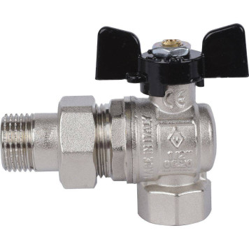 Шаровой кран BUGATTI New Jersey с полусгоном и ручкой-бабочкой, внутренняя и наружная резьба 1/2&-1