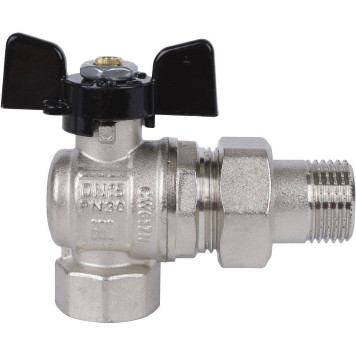 Шаровой кран BUGATTI New Jersey с полусгоном и ручкой-бабочкой, внутренняя и наружная резьба 1/2&-3