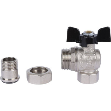 Шаровой кран BUGATTI New Jersey с полусгоном и ручкой-бабочкой, внутренняя и наружная резьба 1/2&-6