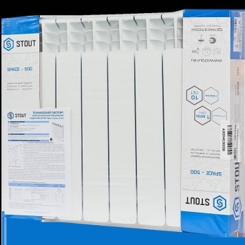 Радиатор биметаллический STOUT Space 500 8 секций нижнее правое подключение RAL9016 SRB-0320-050008 (SRB-0320-050008)-3