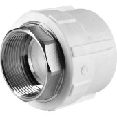 Муфта комбинированная Политэк 32x1 под шестигранник внутр. резьба для полипропиленовых труб под сварку (цвет белый) (9111003201кл)
