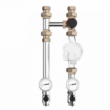 Насосная группа GIDRUSS NGSS-25C (нержавеющая, 1, поворотный смеситель Wester KVs 6,3, краны GIDRUSS с термометрами) (NG 25A50 23)