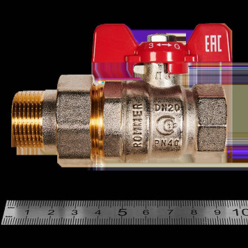 Кран шаровой с американкой ROMMER ВР/НР, ручка бабочка 3/4 (RBV-0005-2510220)-1