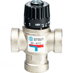 Термостатический смесительный клапан STOUT для систем отопления и ГВС 3/4 ВР 20-43°С KV 1,6 SVM-0010-164320