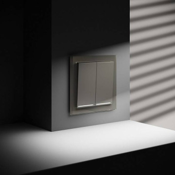 Выключатель проходной двухклавишный с подсветкой без рамки Voltum S70 VLS020404-4