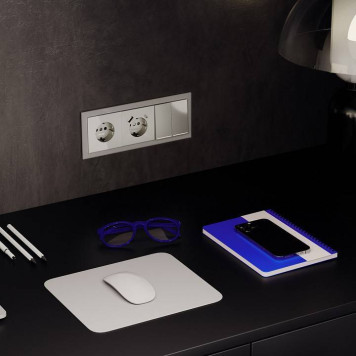 Выключатель проходной двухклавишный с подсветкой без рамки Voltum S70 VLS020404-5