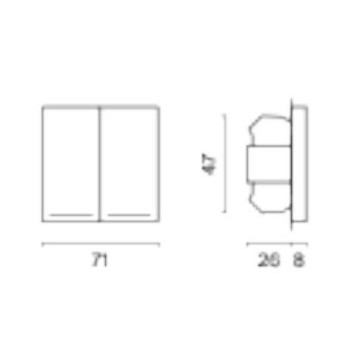 Выключатель проходной двухклавишный с подсветкой без рамки Voltum S70 VLS020404-7