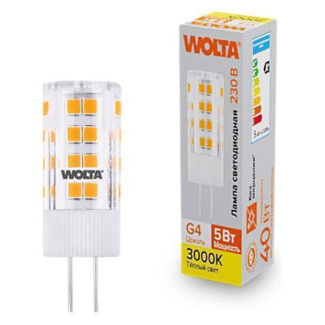 Лампа светодиодная Wolta G4 5Вт 3000K WSTD-JC-220V5W3KG4-C