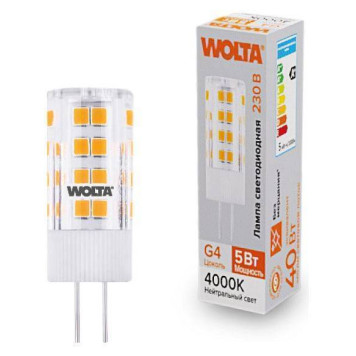 Лампа светодиодная Wolta G4 5Вт 4000K WSTD-JC-220V5W4KG4-C