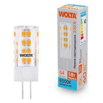 Лампа светодиодная Wolta G4 5Вт 6500K WSTD-JC-220V5W6KG4-C