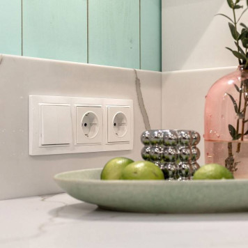 Выключатель проходной двухклавишный без рамки Werkel белые a051126-7