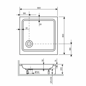 Душевой поддон квадратный RGW STYLE 800x800-7