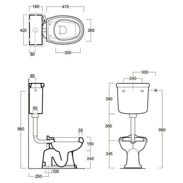 SIMAS Arcade Унитаз 36,5х55см, со средним бачком с передней ручкой золото, выпуск в пол, цвет: белый-2