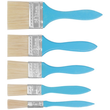 Кисти флейцевые, синяя ручка, набор 5 шт. (1/2, 1, 1,5, 2,2,5)