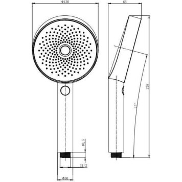 Allen Brau Priority Душевая лейка 13x6,5x27,9h см, 3 режима струи, цвет: хром 5.31B20-00-3