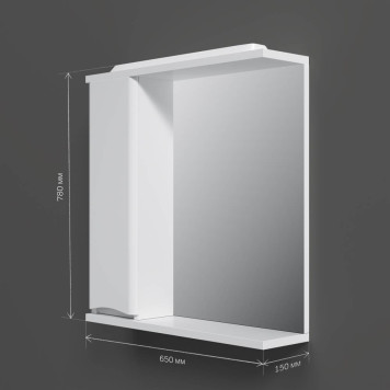 M80MPL0651WG Зеркальный шкаф с подсветкой 65 см, левый, белый глянец-7