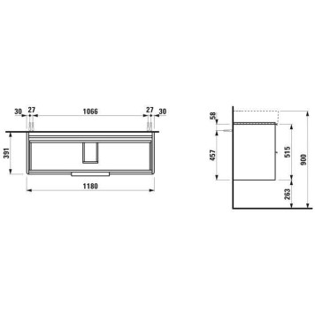 Laufen Base База с раковиной 118x39x53см., 2 ящика, включает в комплект органайзер для ящика, подвесная, цвет: белый матовый-1