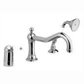 Nicolazzi  Petit Mont Blanc Смеситель на борт ванны, на 3 отв., с изливом   24.6см и ручным душем, ручки белая керамика, цвет: хром. 3449BZ76