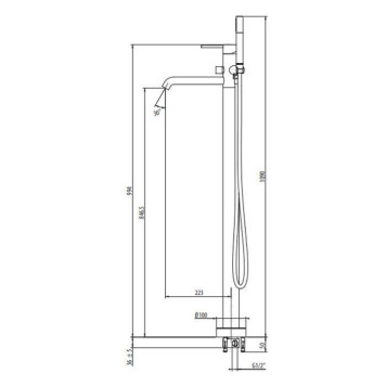 Gattoni Circle Two Смеситель для ванны напольный 994 мм, с встроенной частью, цвет: Nickel Spazzolato-1