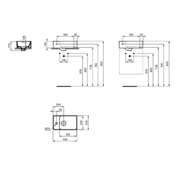 Ideal Standard Strada II Раковина 45x27см., накладная, 1 отв., цвет: белый. T299501-3