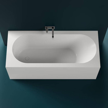 Salini Fabia Ванна пристенная 170x75x60см, овальная чаша, донный клапан, сифон, слив-перелив, S-Sense, цвет: белый глянцевый. 102611G-5