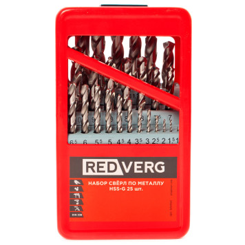 Набор сверл по металлу REDVERG 25 шт HSS-G, 1-13 мм(501052)