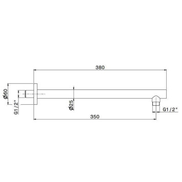 Newform X-STEEL 316 Кронштейн для верхнего душа, настенный., L=35см, G1/2 , цвет: INOX. 29390X.50.050-1