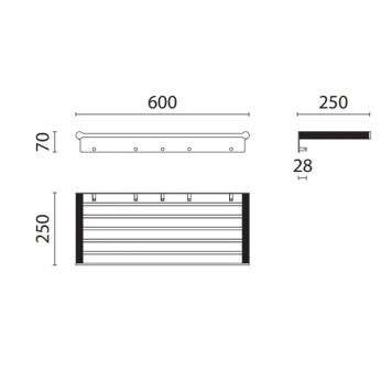 Oasis Defile Полка для полотенец 60см., подвесная, цвет: хром-1