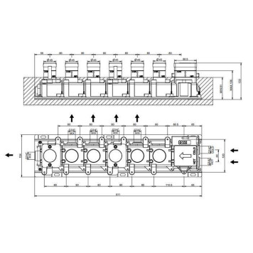 Gessi Hi-Fi Встраиваемые части для термостатического смесителя, до 5 источников одновременно, 3/4 соединение., цвет: хром-1