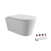 Alice Hide Round Унитаз 57х37см., подвесной, безободковый, с сиденьем и крышкой с микролифтом, с набором для крепления, цвет: белый матовый. 31170109SET