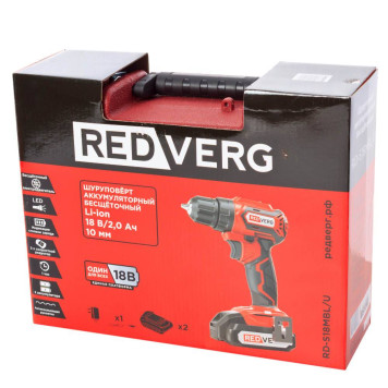 Шуруповерт аккумуляторный бесщеточный REDVERG RD-S18MBL/U-9