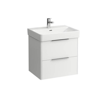 Laufen Base Тумба подвесная 57х44х53см, с раковиной, с 2 выдвиж. ящиками, с механизмом мягкого закрывания, цвет: белый матовый. 8.1096.3.000.104.1, 4.0223.2.110.260.1