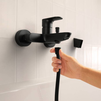 Hansgrohe Rebris S Смеситель для ванны, настенный, цвет: черный матовый. 72440670-2