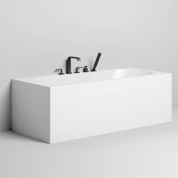Salini Fabia Ванна пристенная 170x75x60см, овальная чаша, донный клапан, сифон, слив-перелив, S-Sense, цвет: белый глянцевый. 102611G