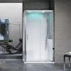 Novellini Eon Душевая кабина 120х80х221см, Dx, термостатический смеситель, гидромассаж, верхний душ, LED подсветка, стекло, цвет: хром/белый глянец. EON2P129DT1F-1AK