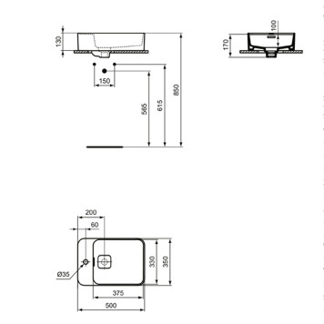 Ideal Standard Strada II Раковина 50x35см., накладная, 1 отв., цвет: белый. T296401-3