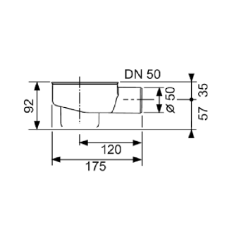 TECE drainline, сифон, 0,8 л/c, DN 50, выход вбок, высота монтажа от нижнего края сифона до верхнего края слива ndash; 120 мм.. 650001-2
