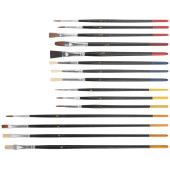 Кисти художественные, натуральная щетина, деревянная ручка, плоские и круглые, набор 15 шт.