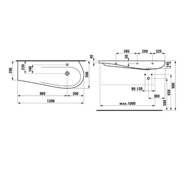 Laufen Alessi One Раковина 120х50х16.5 см, 1 отв., покрытие LLC, цвет: белый. 8.1497.4.400.104.1-1