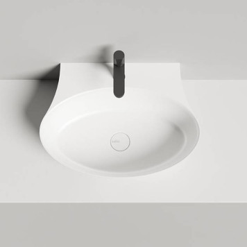 Salini Alda Wall 02 Раковина 58х45х15cм, с 1 отв., сифон, слив-пер, мат-л: S-Stone, цвет: белый матовый. 140321M-1