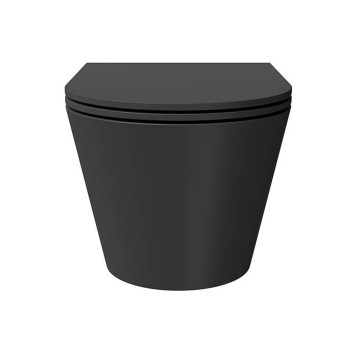 Alice Hide Round Унитаз 57х37см., подвесной, безободковый, с сиденьем и крышкой с микролифтом, с набором для крепления, цвет: чёрный матовый. 31170108SET-4
