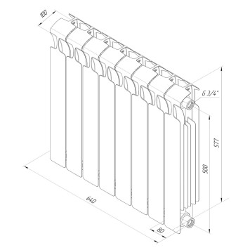 Rifar Monolit 500 9 секций, боковое подключение (белый)-4