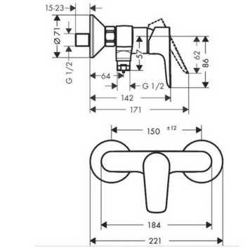 Hansgrohe Talis E, Смеситель для душа, Цвет: хром. 71760000-1