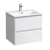 Laufen Palace Комплект мебели 600х450х545 мм., с раковиной Slim, 2 ящика, органайзер для ящика, ручка анодированный алюминий, подвесной, цвет белый глянцевый. 8.6070.2.261.104.1