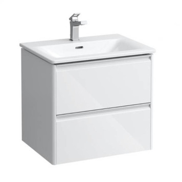 Laufen Palace Комплект мебели 600х450х545 мм., с раковиной Slim, 2 ящика, органайзер для ящика, ручка анодированный алюминий, подвесной, цвет белый глянцевый. 8.6070.2.261.104.1