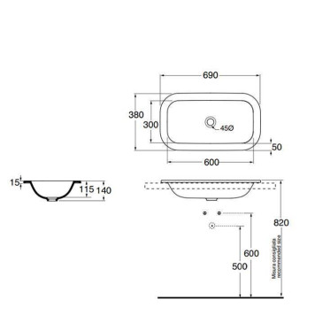 AZZURRA GLAZE Раковина 69x38 см, без отв., цвет: белый-5